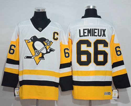 Pittsburgh Penguins #66 Mario Lemieux White New Away Stitched NHL Jersey