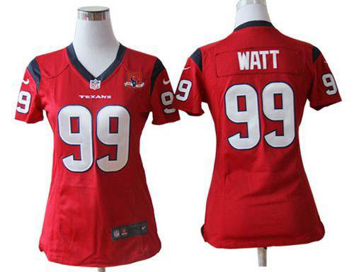 Nike Houston Texans #99 J.J. Watt Red Alternate With 10th Patch Women's Stitched NFL Elite Jersey