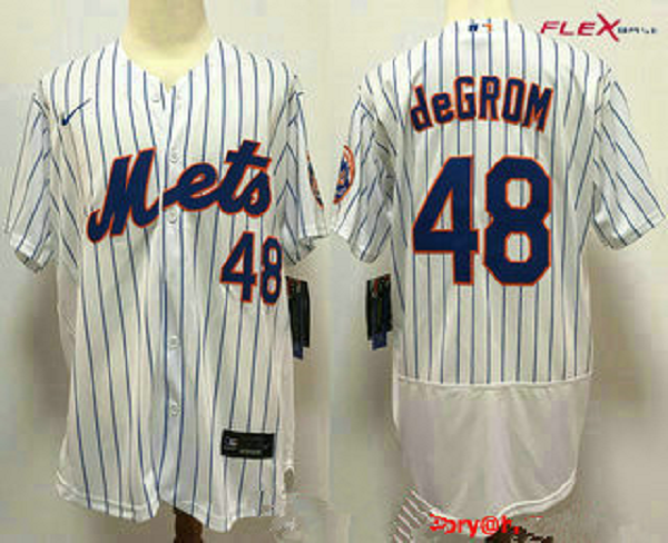 Men's New York Mets #48 Jacob deGrom White Stitched MLB Flex Base Nike Jersey