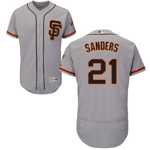 San Francisco Giants #21 Deion Sanders Grey Flexbase Collection Road 2 Stitched MLB Jersey