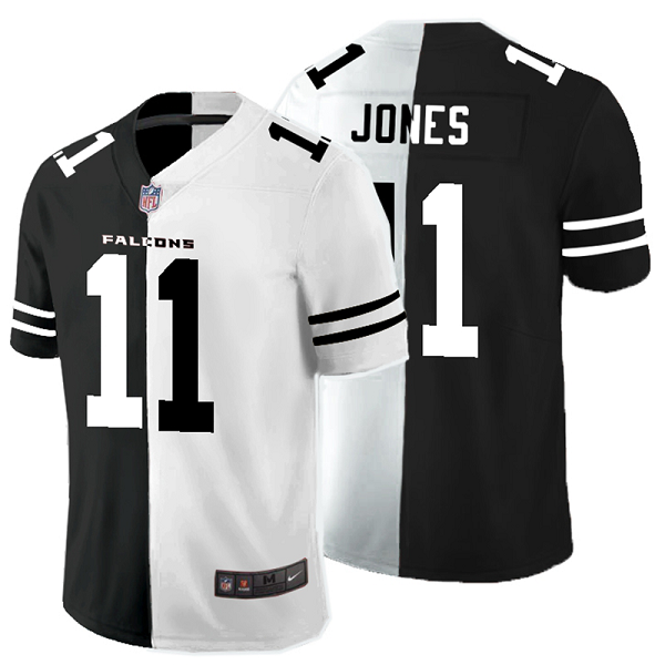 Men's Nike NFL Atlanta Falcons #11 Julio Jones Black White Peaceful Coexisting Split 2020 Vapor Untouchable Stitched Limited Jersey