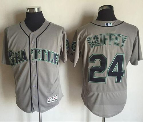 Seattle Mariners #24 Ken Griffey Grey Flexbase Collection Stitched MLB Jersey