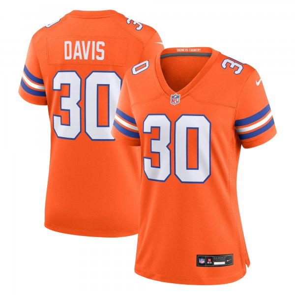 Women's Denver Broncos #30 Terrell Davis Nike Orange Mile High Collection 1977 Throwback Retired Player Jersey