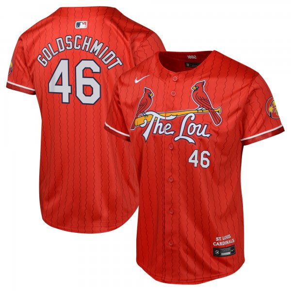 Youth Nike St. Louis Cardinals #46 Paul Goldschmidt Red 2024 City Connect Limited Player Jersey