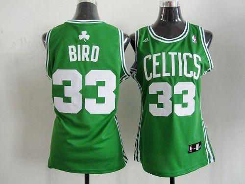 Boston Celtics #33 Larry Bird Green Women's Road Stitched NBA Jersey