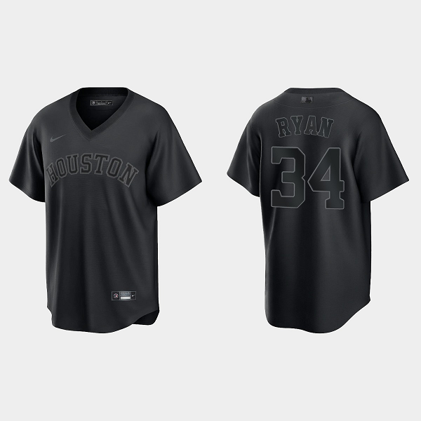 Men's Houston Astros #34 Nolan Ryan Pitch Black Fashion Cool Base Jersey - Black