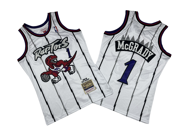 Men's Toronto Raptors #1 Tracy Mcgrady 1998-99 White Stitched NBA Jersey