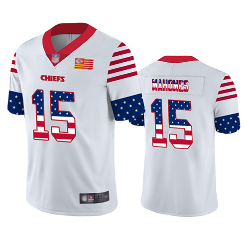 Kansas City Chiefs #15 Patrick Mahomes White Men's Stitched NFL Limited Independence Day Jersey