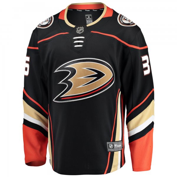 Men's Anaheim Ducks John Gibson Fanatics Black Breakaway Player Jersey