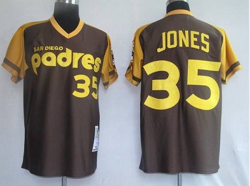 Mitchell And Ness San Diego Padres #35 Randy Jones Coffee Stitched Throwback MLB Jersey