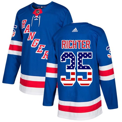 Adidas New York Rangers #35 Mike Richter Royal Blue Home USA Flag Stitched NHL Jersey