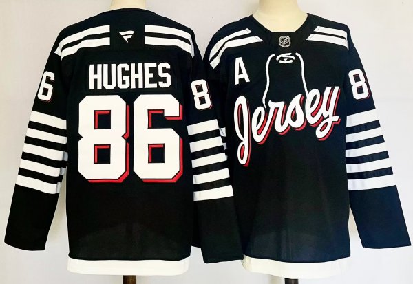 Men's #86 Jack Hughes New jersey Devils Black City Edition Jersey