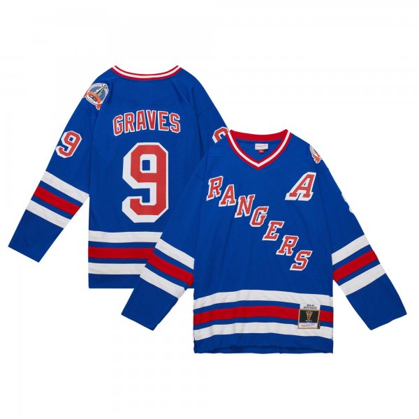 Men's New York Rangers Adam Graves Mitchell & Ness Royal  1993/94 Blue Line Player Jersey