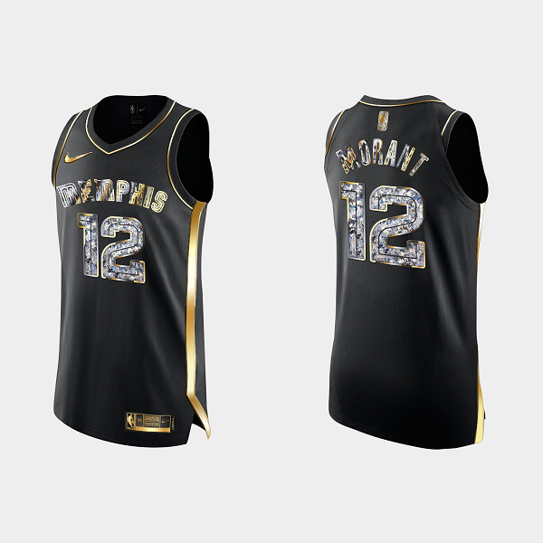 Men's Memphis Grizzlies Ja Morant #12 Diamond Edition Black NBA Jersey