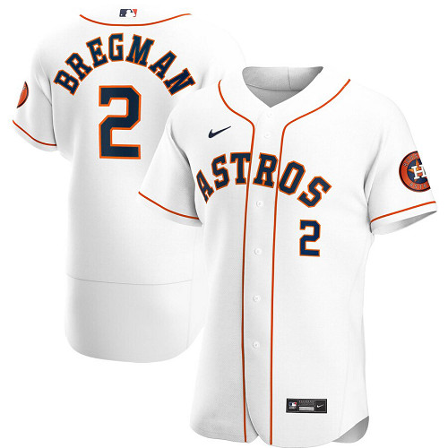 Men's Nike Houston Astros #2 Alex Bregman White Home 2020 Player MLB Jersey