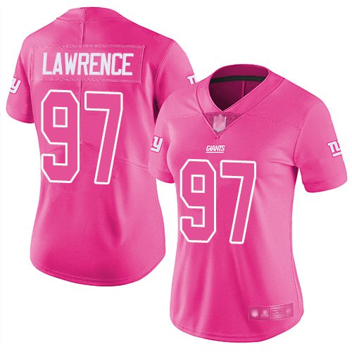 Women's New York Giants #97 Dexter Lawrence PinkStitched NFL Limited Rush Fashion Jersey