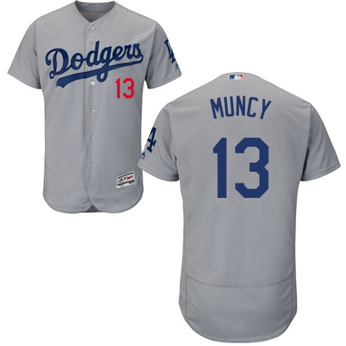 Men's Los Angeles Dodgers #13 Max Muncy Majestic Gray Alternate MLB Flex Base Jersey