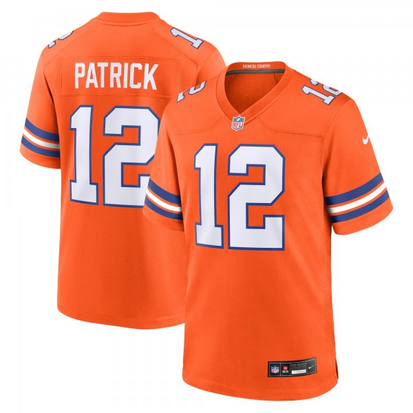 Men's Denver Broncos #12 Tim Patrick Nike Orange Mile High Collection 1977 Throwback Player Jersey