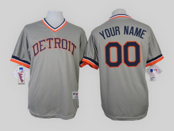 Detroit Tigers Gray 1984 Turn Back The Clock Men's Customized MLB Jersey