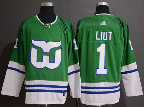 Hartford Whalers #1 Mike Liut Green Stitched NHL Jersey