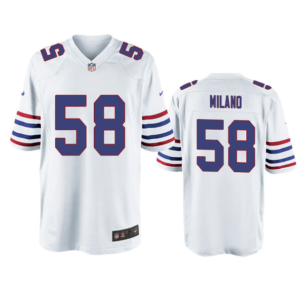 Buffalo Bills #58 Matt Milano White Throwback Game Men's Jersey