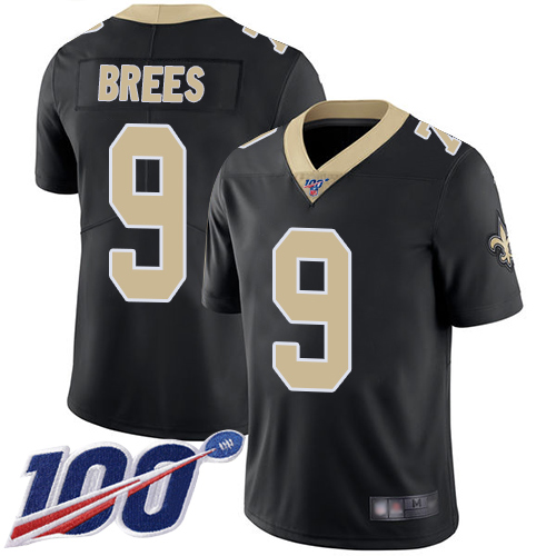 New Orleans Saints #9 Drew Brees Black Team Color Youth Stitched NFL 100th Season Vapor Limited Jersey