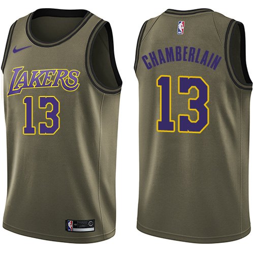 Nike Men's Los Angeles Lakers #13 Wilt Chamberlain Green Salute to Service Swingman NBA Jersey