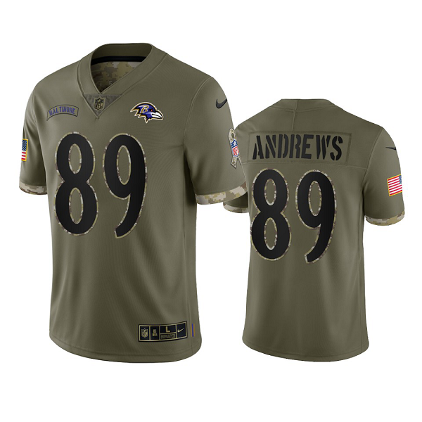 Baltimore Ravens Mark Andrews Olive 2022 Salute To Service Limited Jersey #89