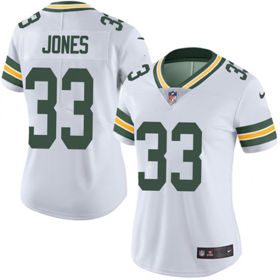 Women's Nike Green Bay Packers #33 Aaron Jones Limited White Vapor Untouchable Jersey