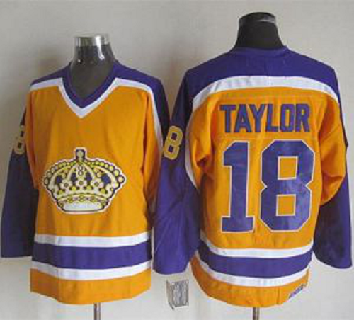 Los Angeles Kings #18 Dave Taylor Yellow/Purple CCM Throwback Stitched NHL Jersey