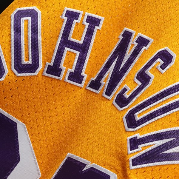 Men's Los Angeles Lakers Magic Johnson Mitchell & Ness Gold 1984/85 Hardwood Classics Swingman Jersey