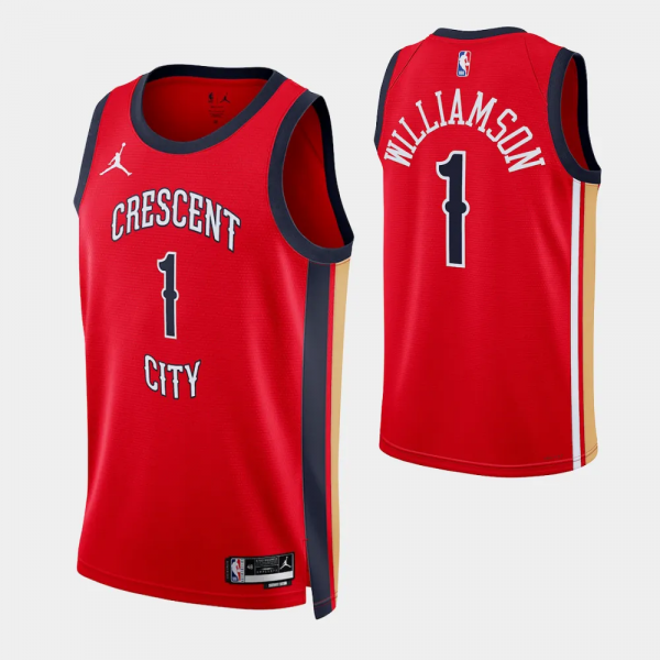 2023-24 Statement Edition New Orleans Pelicans #1 Zion Williamson Red Swingman Jersey