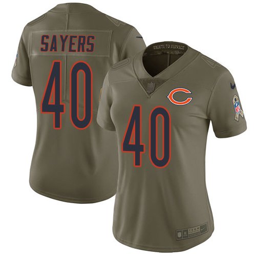 Nike Chicago Bears #40 Gale Sayers Olive Women's Stitched NFL Limited 2017 Salute to Service Jersey