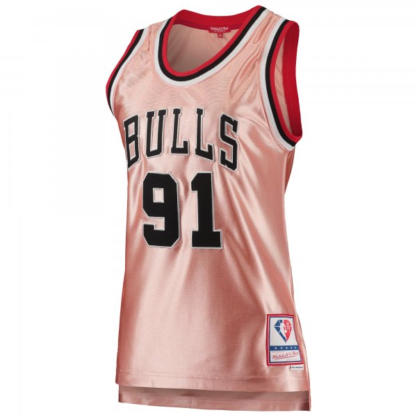 Women's Chicago Bulls Dennis Rodman Mitchell & Ness Pink 75th Anniversary Rose Gold 1997 Swingman Jersey