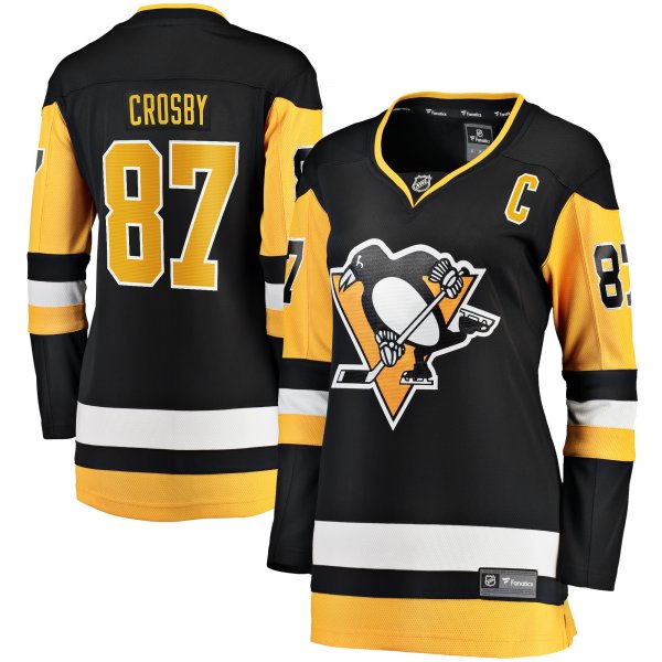 Women's Pittsburgh Penguins Sidney Crosby Fanatics Black Captain Patch Home Breakaway Jersey