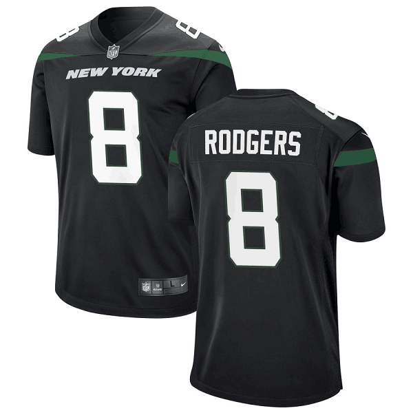 Youth New York Jets Nike #8 Aaron Rodgers Stealth Black Alternate Jersey