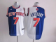 Men's New York Knicks #7 Carmelo Anthony Blue/White Split Fashion Stitched NBA Jersey