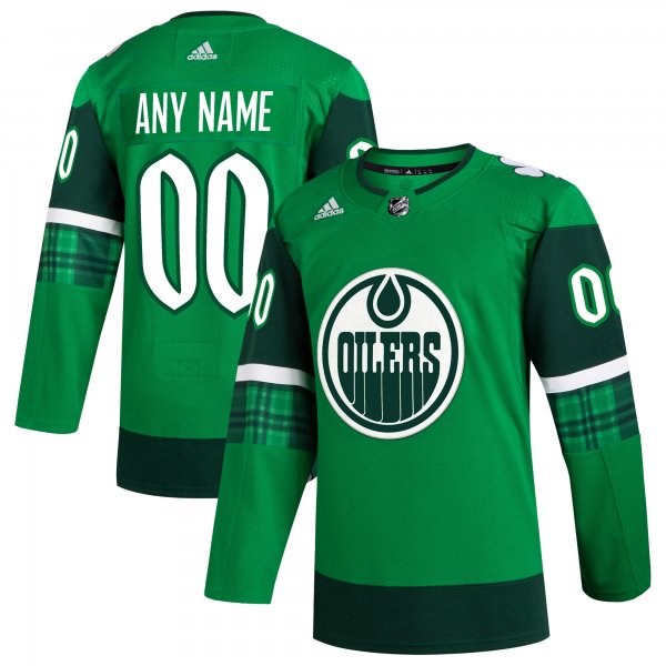 Men's Edmonton Oilers  adidas Kelly Green St. Patrick's Day Custom Jersey