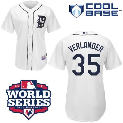 Detroit Tigers #35 Justin Verlander White Cool Base w/2012 World Series Patch Stitched MLB Jersey