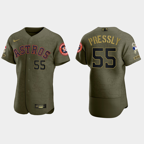 Men's Hoston Astros #55 Ryan Pressly 2021 Salute to Service Digital Camo Green Flex Base MLB Jersey