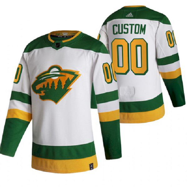 Men's Minnesota Wild Custom 2021 Reverse Retro White Jersey