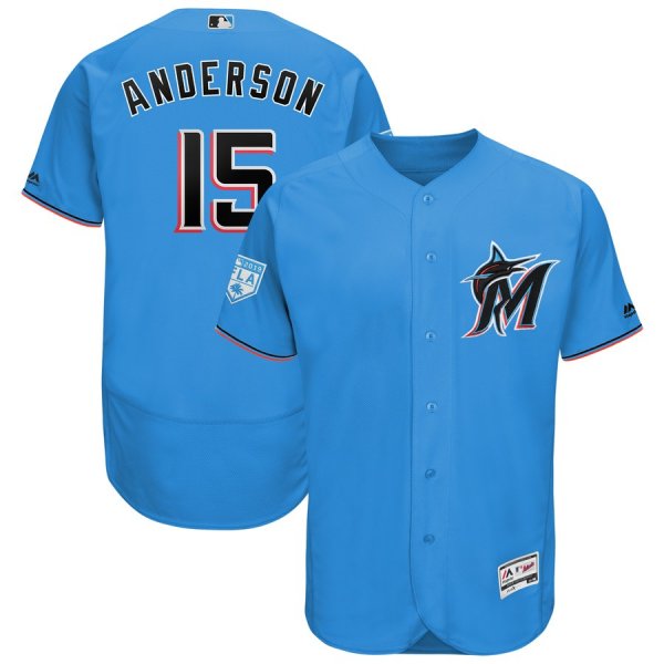 Men's Miami Marlins #15 Brian Anderson Majestic Blue 2019 Spring Training Flex Base Player MLB Jersey