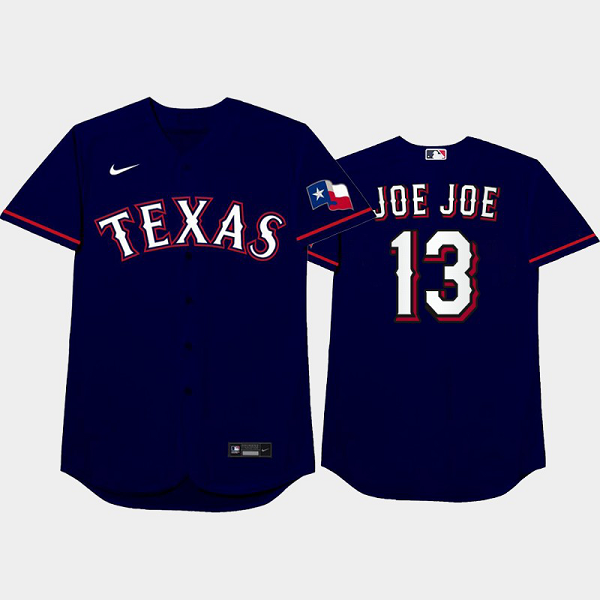 Men's 2021 MLB Players Weekend Texas Rangers #13 Joey Gallo Nickname Blue MLB Cool Base Jersey