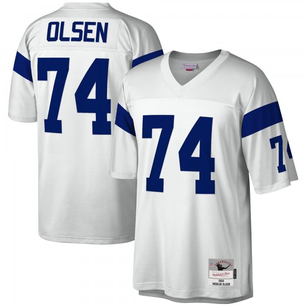 Men's Los Angeles Rams Merlin Olsen Mitchell & Ness White Legacy Replica Jersey