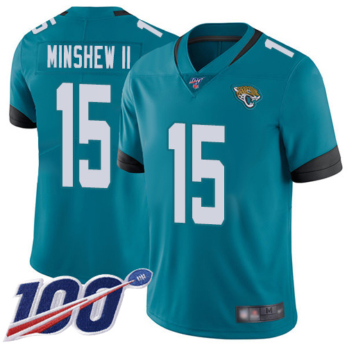 Jacksonville Jaguars #15 Gardner Minshew II Teal Green Alternate Men's Stitched NFL 100th Season Vapor Limited Jersey