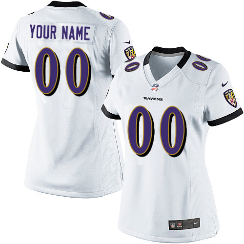 Nike Baltimore Ravens Customized White Stitched Elite Women's NFL Jersey