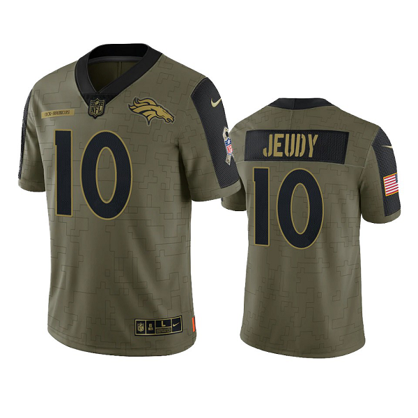 Denver Broncos Jerry Jeudy Olive 2021 Salute To Service Men's Limited NFL Jersey