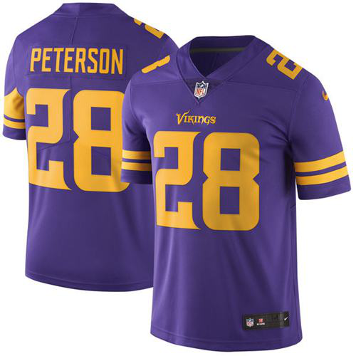 Nike Minnesota Vikings #28 Adrian Peterson Purple Men's Stitched NFL Limited New Color Rush Jersey