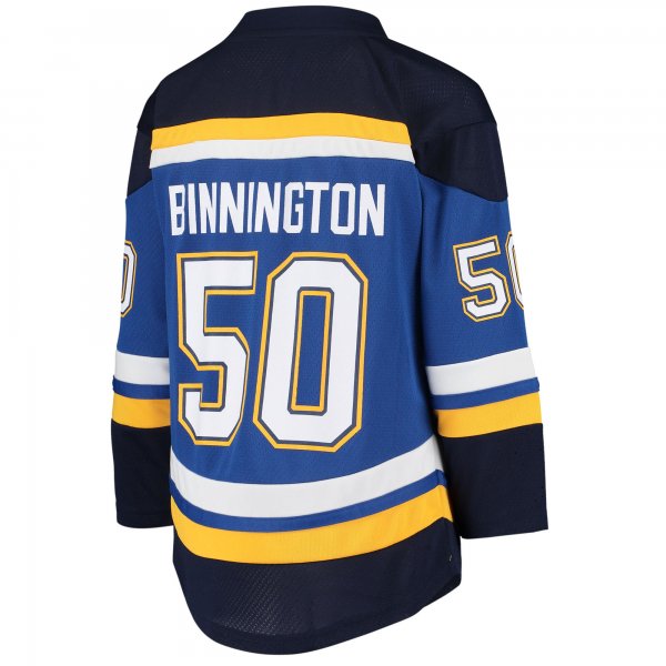 Youth St. Louis Blues Jordan Binnington Blue Home Replica Player Jersey