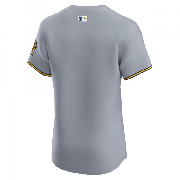 Men's Milwaukee Brewers  Nike Gray Road Vapor Premier Elite Patch Jersey